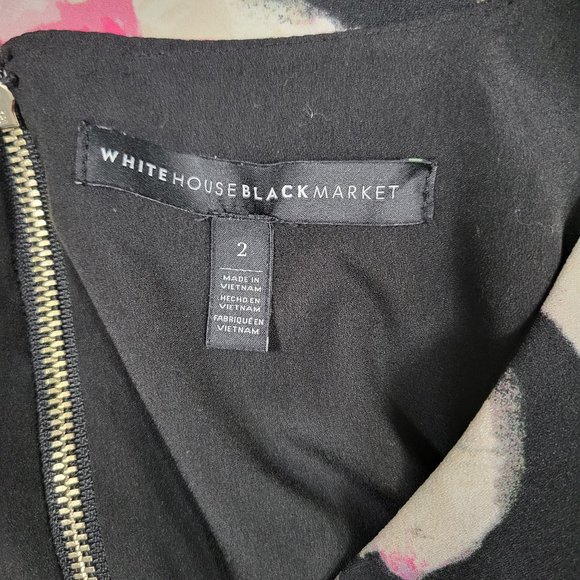 WHBM Black Floral Bell Sleeved Dress Size 2 - Picture 8 of 10